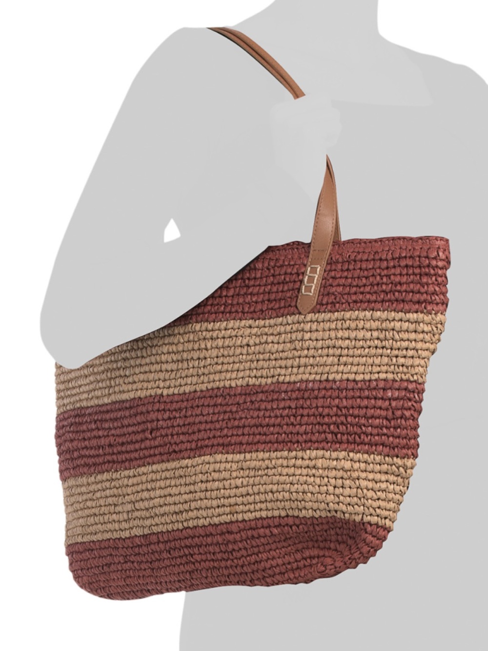 Tommy Bahama Striped Woven Tote in Rust and Tan